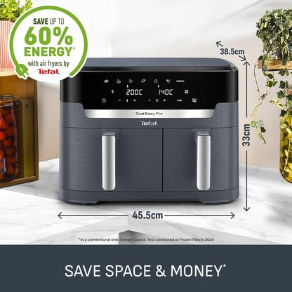 Dual Air Fryer 11L 8 In 1 2700W Touchscreen Java-Grey