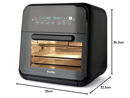 Air Fryer Oven 10L 2000W Digital Touch Fry Bake Dehydrate Black Grey