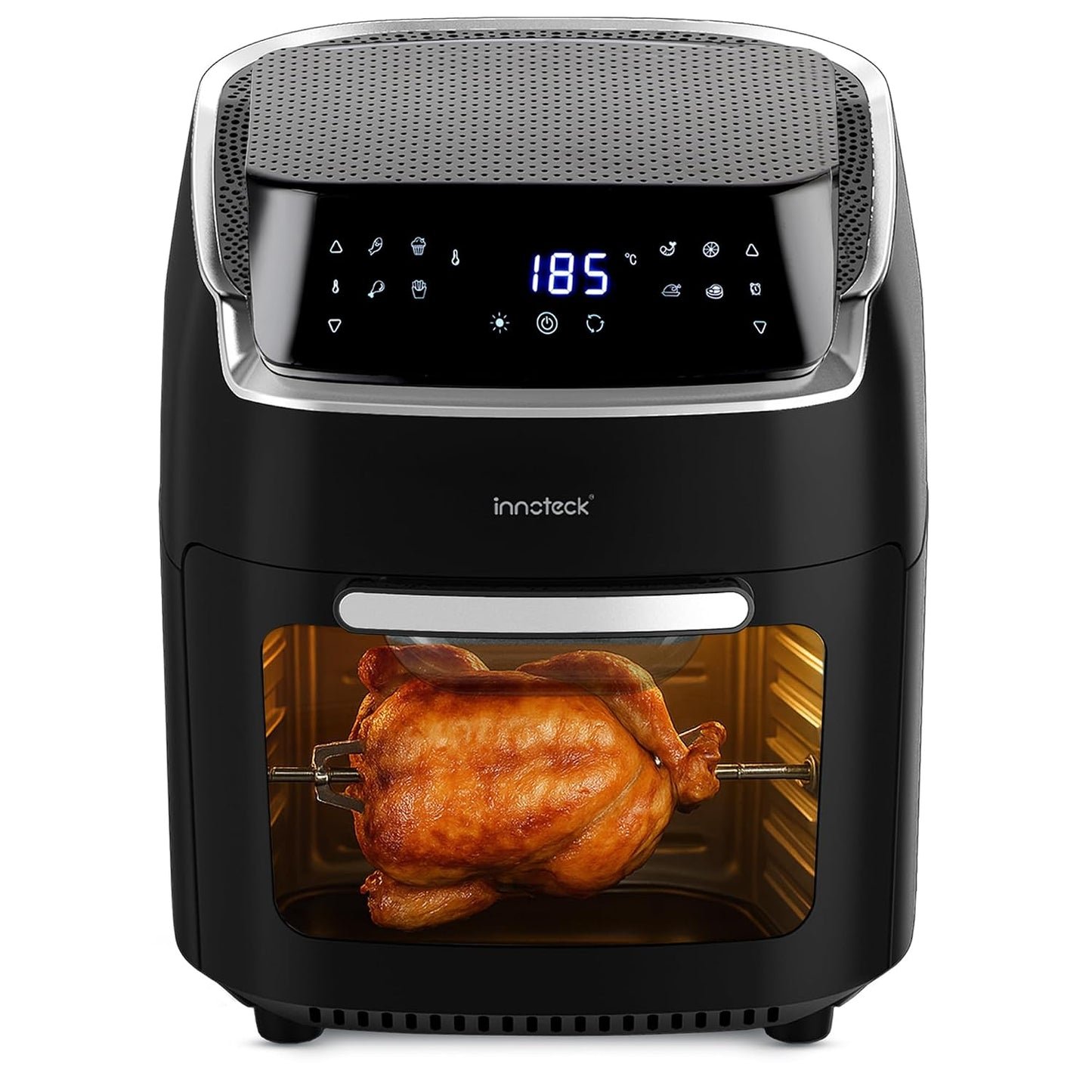 Digital Air Fryer Oven 12L 1800W 8 Presets Rotisserie Black