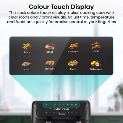 Air Fryer 11L Dual Zone 2700W Colour Touch Display 8 Functions Black