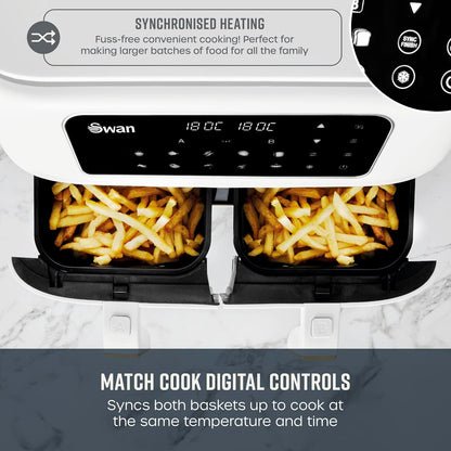 Air Fryer 8L Dual Basket 13 Presets Match Cook White