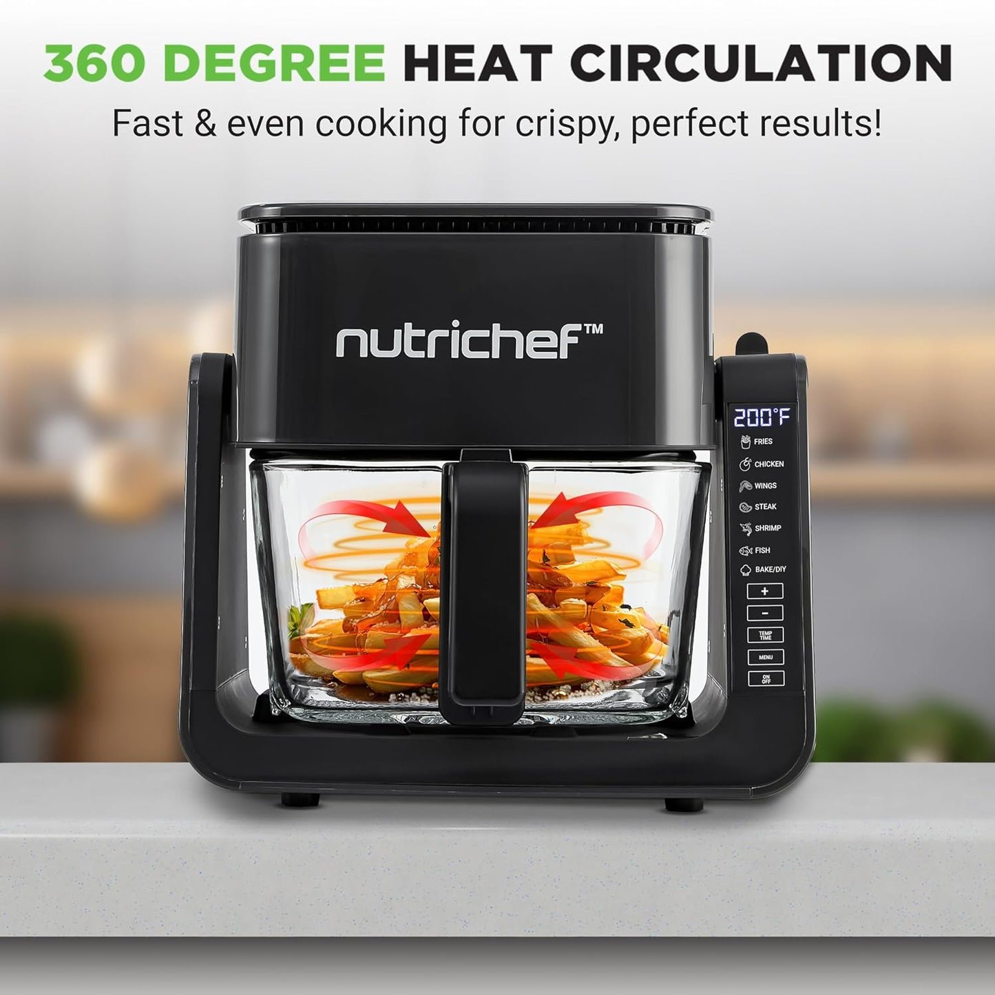 Air Fryer and Grill 4L 7-in-1 Preset Cook Modes Black