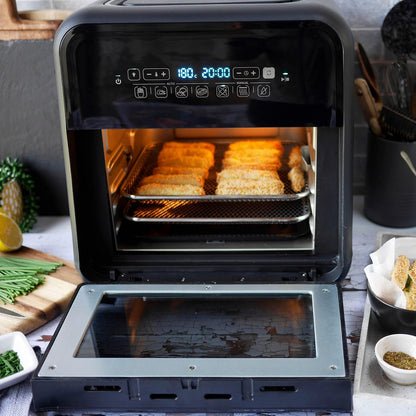 Air Fryer Oven 10L 2000W Digital Touch Fry Bake Dehydrate Black Grey