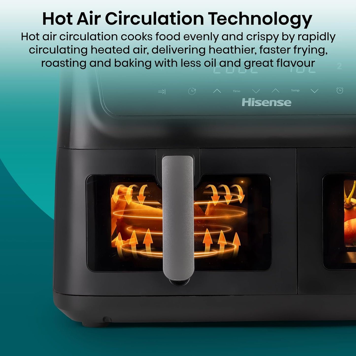 Air Fryer 11L Dual Zone 2700W Colour Touch Display 8 Functions Black