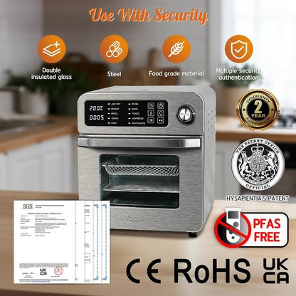Air Fryer Oven 15L 1700W 10-in-1 Digital Knob Silver
