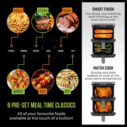 Dual Stack Air Fryer 11L 2460W 6 Presets Graphite
